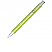 Кнопочная шариковая ручка Moneta из анодированного алюминия, черные чернила, лайм