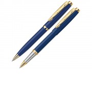 Набор: шариковая ручка и ручка-роллер PEN & PEN. Pierre Cardin, синий/серебристый/золотистый