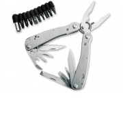 Мультитул Stinger, 105x50 мм, 10 функций, сталь, серебристый, 12 насадок и нейлоновый чехол