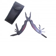 Мультитул Stinger, 105x50 мм, 9 функций, сталь/пластик, чёрно-красный, в комплекте нейлоновый чехол