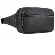 Сумка на пояс BUGATTI Blanc, чёрная, тарпаулин/полиэстер, 26х5,5х13,5 см