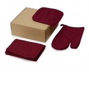 Подарочный набор с фартуком, прихваткой, бордовый