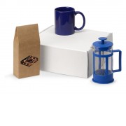 Подарочный набор с чаем, кружкой и френч-прессом Чаепитие, синий