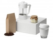 Подарочный набор с кофе, кружкой и френч-прессом Бодрое утро, белый