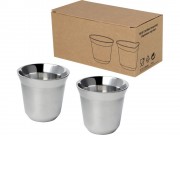 Duo набор чашек для эспрессо из нержавеющей стали, сертифицированный согласно RCS, 80 мл - Серебряный