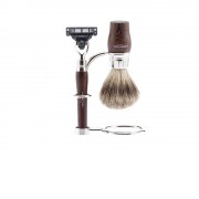 Бритвенный набор Mondial: станок MACH3, помазок, подставка; дерево Венге