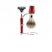 Бритвенный набор Mondial: станок MACH3, помазок, подставка; корень шиповника