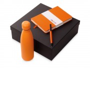 Подарочный набор c блокнотом C3, ручкой и термобутылкой, оранжевый