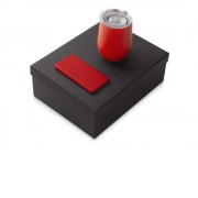 Подарочный набор с термокружкой и повербанком С1, 5000 mAh, красный
