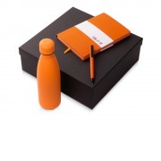 Подарочный набор c блокнотом C1, ручкой и термобутылкой, оранжевый