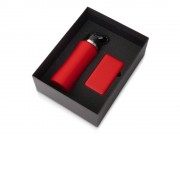 Подарочный набор с бутылкой для воды и повербанком С1, 5000 mAh, красный