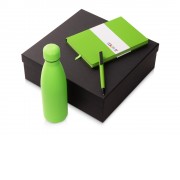 Подарочный набор c блокнотом C1, ручкой и термобутылкой, зеленое яблоко