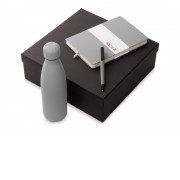 Подарочный набор c блокнотом C2, ручкой и термобутылкой, серый