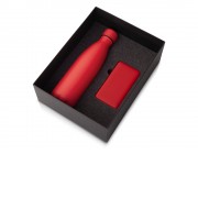Подарочный набор с термобутылкой и повербанком С1, 5000 mAh, красный