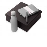 Подарочный набор c блокнотом C1, ручкой и термобутылкой, серый