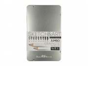 Набор чернографитовых карандашей Sketch & Art утолщенные,9 шт. hb-14b, металлическая коробка с ложементом