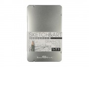 Набор чернографитовых карандашей Sketch & Art ,12 шт. b-14b, металлическая коробка с ложементом