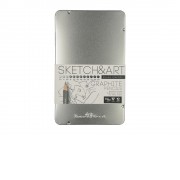 Набор чернографитовых карандашей Sketch & Art ,12 шт. 2h-9b, металлическая коробка с ложементом