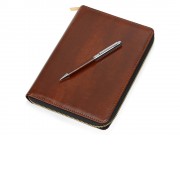 Бизнес-блокнот на молнии А5 Fabrizio с RFID защитой и ручкой, коричневый