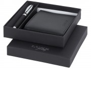 Подарочный набор из шариковой ручки и портмоне, черный