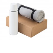 Подарочный набор из термоса и пледа Serenity, белый/серый