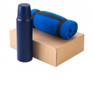 Подарочный набор из термоса и пледа Serenity, синий