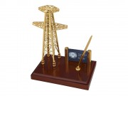 Настольный прибор Большой ток, золотистый/красное дерево