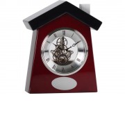 Часы настольные Домик, коричневый/серебристый