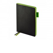 Ежедневник недатированный А5 Boston, черный (обрез зеленое яблоко)