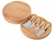 Набор ножей для сыра в деревянном футляре, который можно использовать как разделочную доску