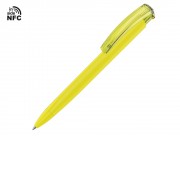 Ручка пластиковая шариковая трехгранная Trinity K transparent Gum soft-touch с чипом передачи инфо, желтый
