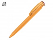 Ручка пластиковая шариковая трехгранная Trinity K transparent Gum soft-touch с чипом передачи инфо, охра