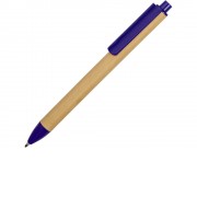 Ручка картонная пластиковая шариковая Эко 2.0, бежевый/синий
