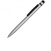 Ручка-стилус пластиковая шариковая Poke, серебристый/черный