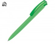 Ручка пластиковая шариковая трехгранная Trinity K transparent Gum soft-touch с чипом передачи инфо, зеленое яблоко