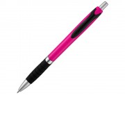 Однотонная шариковая ручка Turbo с резиновой накладкой, фуксия