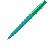 Шариковая ручка RECYCLED PET PEN PRO K transparent GUM soft-touch, бирюзовый