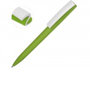 Ручка пластиковая soft-touch шариковая Zorro, зеленое яблоко/белый