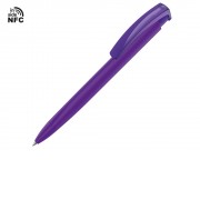 Ручка пластиковая шариковая трехгранная Trinity K transparent Gum soft-touch с чипом передачи инфо, фиолетовый