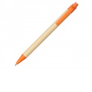 Шариковая ручка Berk из переработанного картона и кукурузного пластика, натуральный/оранжевый