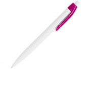 Ручка пластиковая шариковая HINDRES, белый/фуксия