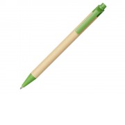 Шариковая ручка Berk из переработанного картона и кукурузного пластика, натуральный/зеленый