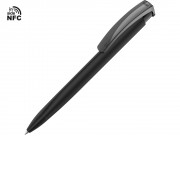 Ручка пластиковая шариковая трехгранная Trinity K transparent Gum soft-touch с чипом передачи инфо, черный