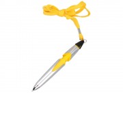 Ручка шариковая на шнуре серебристая/желтая