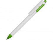 Ручка шариковая с белым корпусом и цветными вставками, белый/зеленый