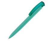 Ручка шариковая трехгранная UMA TRINITY K transparent GUM, soft-touch, морская волна