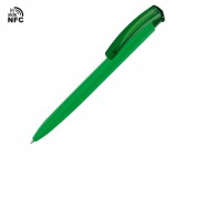 Ручка пластиковая шариковая трехгранная Trinity K transparent Gum soft-touch с чипом передачи инфо, темно-зеленый