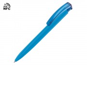 Ручка пластиковая шариковая трехгранная Trinity K transparent Gum soft-touch с чипом передачи инфо, голубой