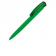 Ручка шариковая трехгранная UMA TRINITY K transparent GUM, soft-touch, зеленый