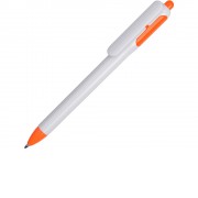 Ручка шариковая с белым корпусом и цветными вставками, белый/оранжевый